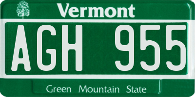 VT license plate AGH955