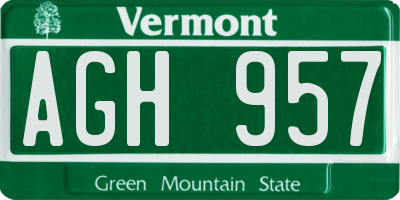 VT license plate AGH957