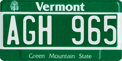 VT license plate AGH965