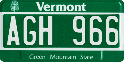 VT license plate AGH966