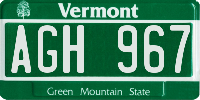 VT license plate AGH967