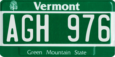 VT license plate AGH976