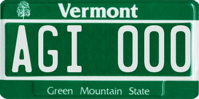 VT license plate AGI000