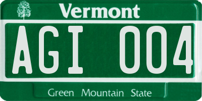 VT license plate AGI004