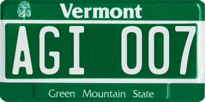 VT license plate AGI007