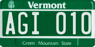 VT license plate AGI010