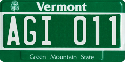 VT license plate AGI011