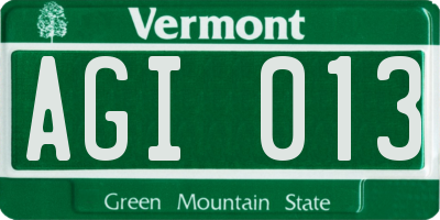 VT license plate AGI013