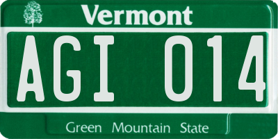 VT license plate AGI014