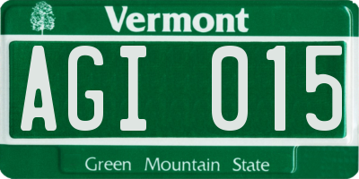 VT license plate AGI015