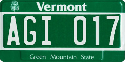 VT license plate AGI017