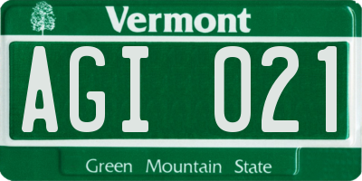 VT license plate AGI021