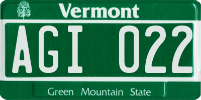 VT license plate AGI022