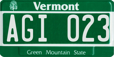 VT license plate AGI023