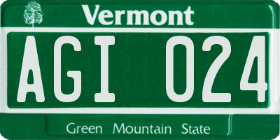 VT license plate AGI024