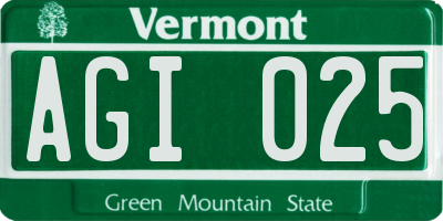 VT license plate AGI025
