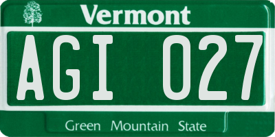 VT license plate AGI027