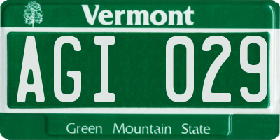 VT license plate AGI029