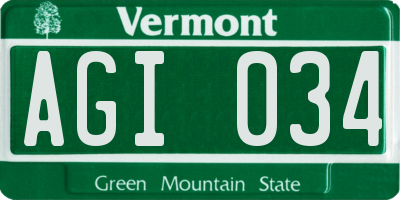 VT license plate AGI034