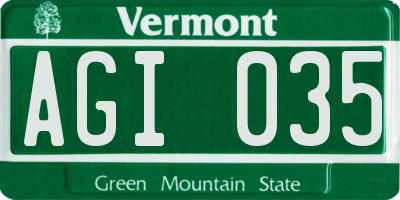 VT license plate AGI035