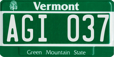 VT license plate AGI037