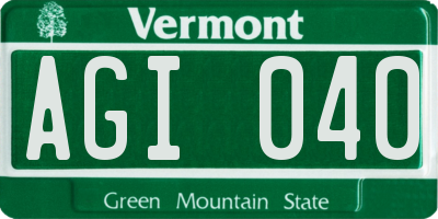 VT license plate AGI040