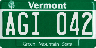 VT license plate AGI042