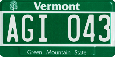 VT license plate AGI043