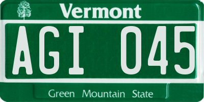 VT license plate AGI045