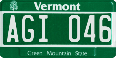 VT license plate AGI046