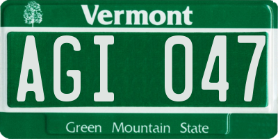 VT license plate AGI047