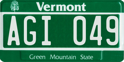 VT license plate AGI049