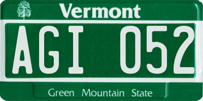 VT license plate AGI052