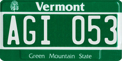 VT license plate AGI053
