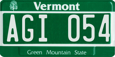 VT license plate AGI054