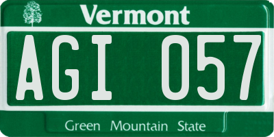 VT license plate AGI057