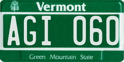 VT license plate AGI060