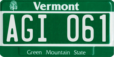 VT license plate AGI061