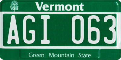 VT license plate AGI063