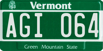 VT license plate AGI064