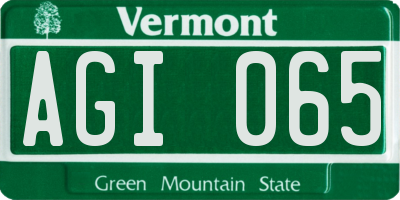 VT license plate AGI065