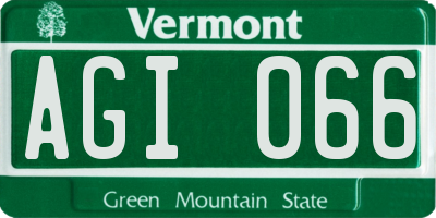 VT license plate AGI066