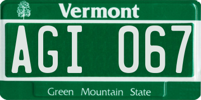 VT license plate AGI067