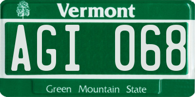 VT license plate AGI068