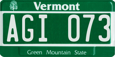 VT license plate AGI073