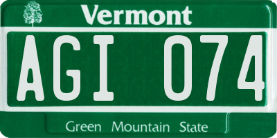 VT license plate AGI074