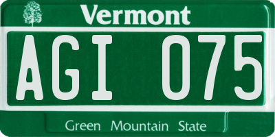 VT license plate AGI075