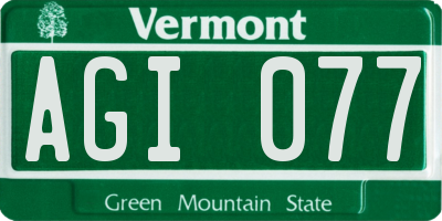 VT license plate AGI077
