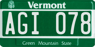 VT license plate AGI078