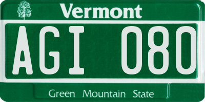 VT license plate AGI080